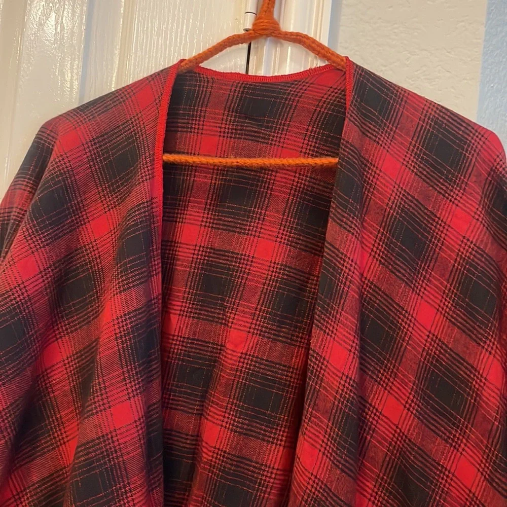 Scarf Shawl Buffalo Check Red Black Ladies Women’s Wrap Winter Fall Drape Fall
